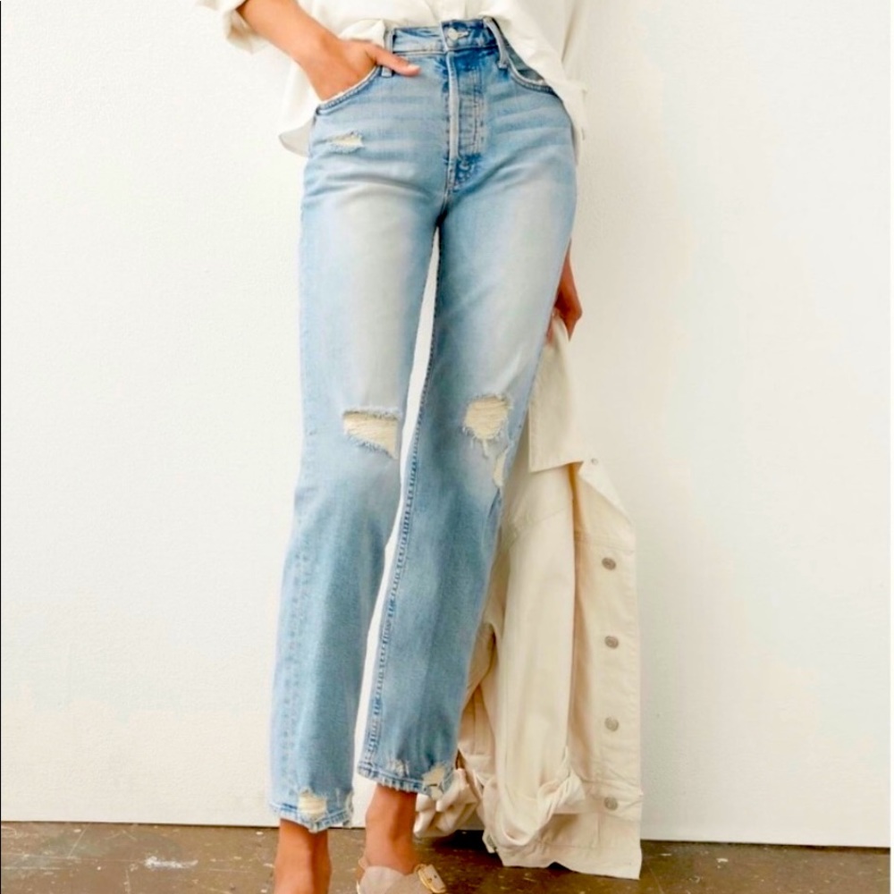 Mother The Tomcat High-waist Straight Jeans in “The Confession” wash